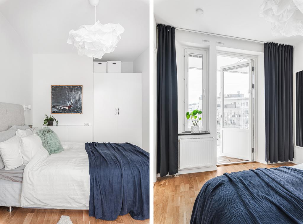 Sovrum med utgång till balkong