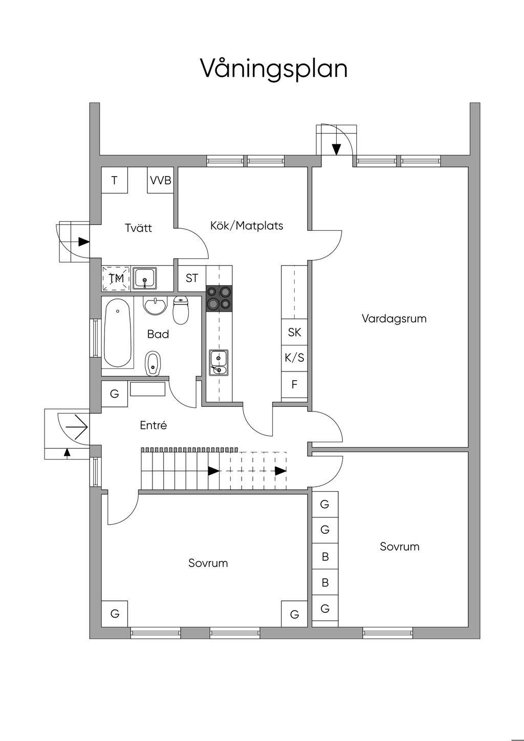 Planritning bottenvåning.
Viss avvikelse kan förekomma.