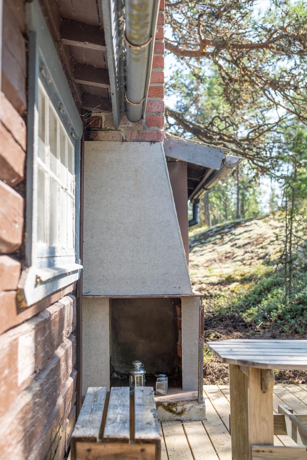 På baksidan huset denna utegrill. Måste åtgärdas innan användning