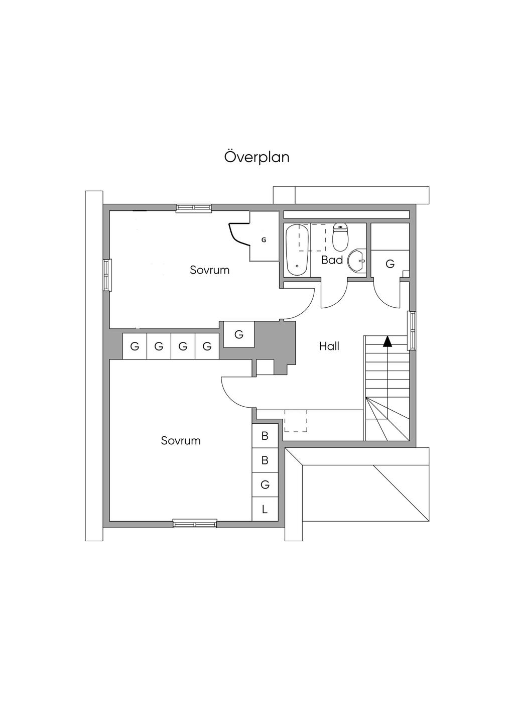 Planlösning övre plan