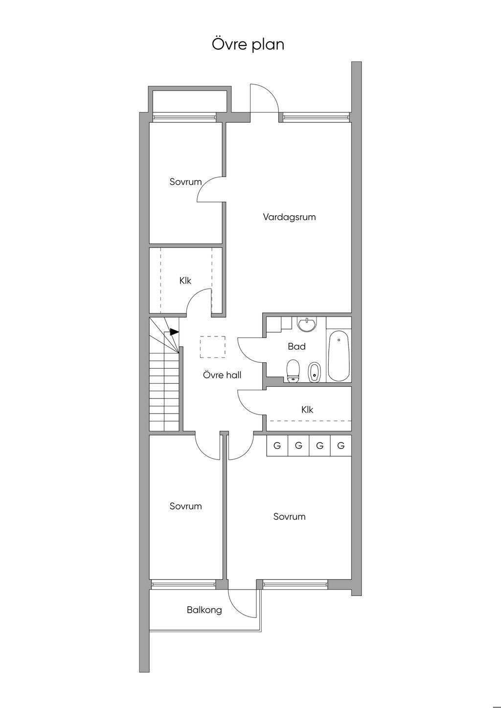 Planlösning övre plan.