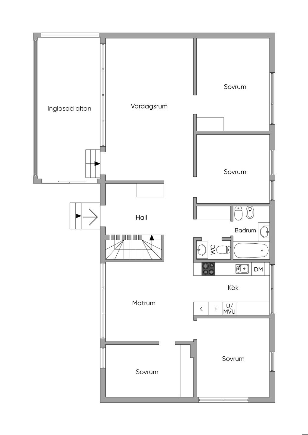 Planlösning Ovanvåning 2D