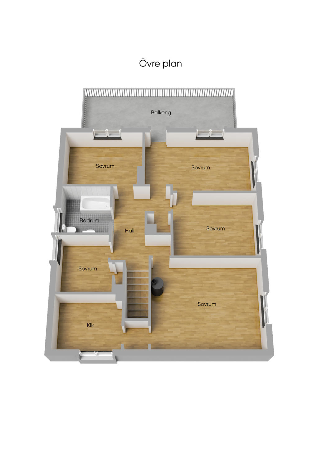 Planlösning Övre plan 3D