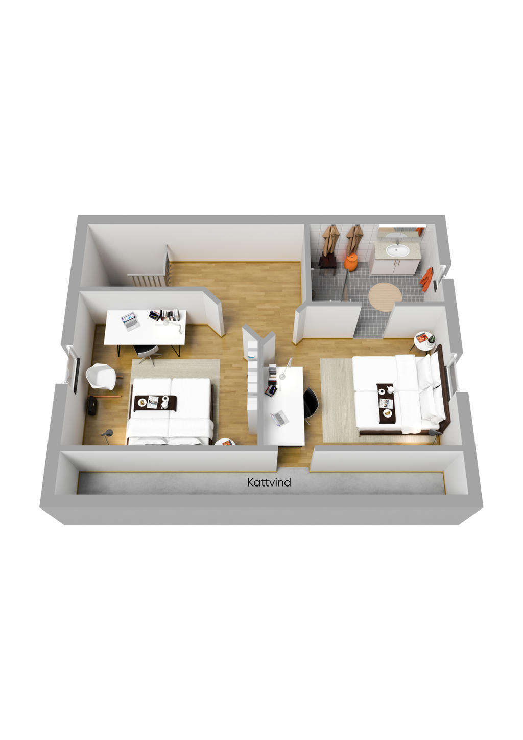 Planritning övre plan 3D