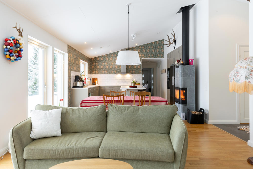 Trevlig öppen planlösning.