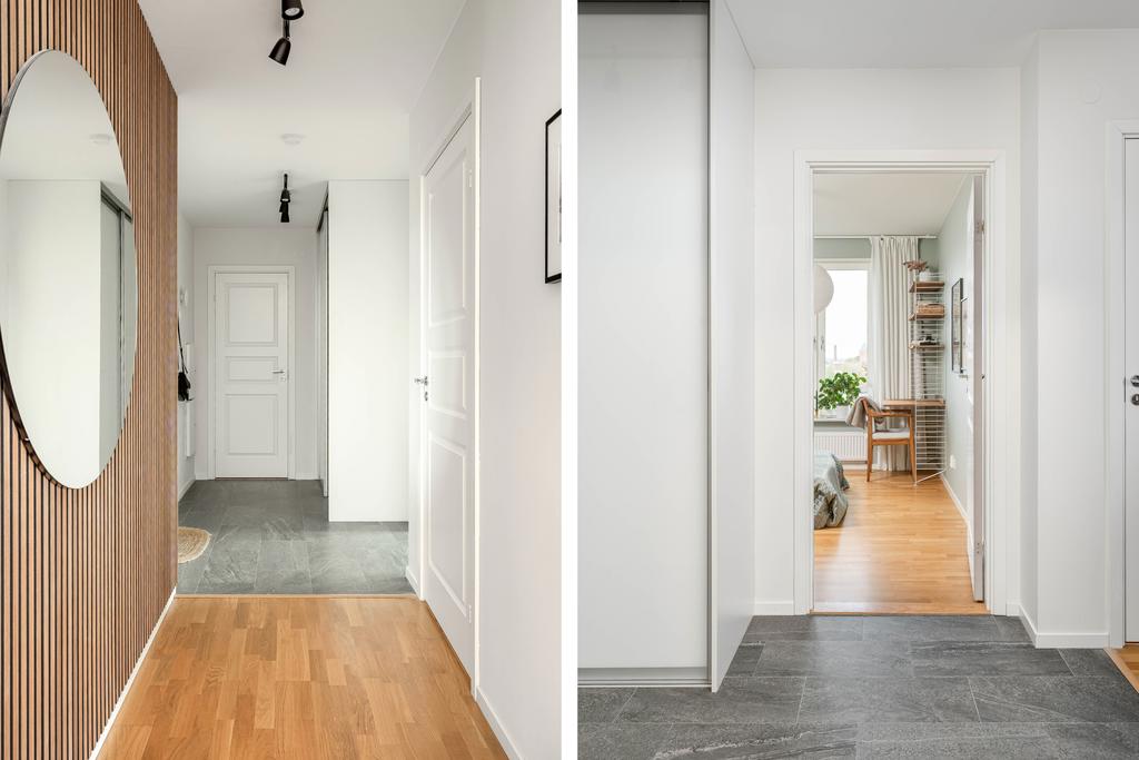 Hall med klinker på golvet