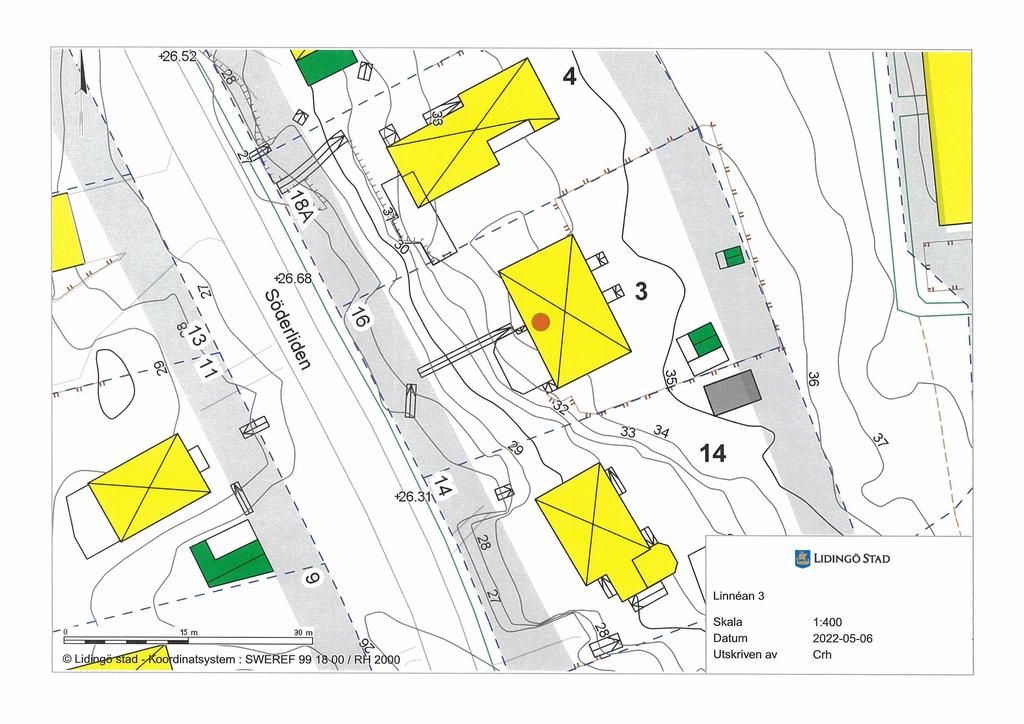 omtkarta med detaljplaneskikt Söderliden 16 i Lidingö