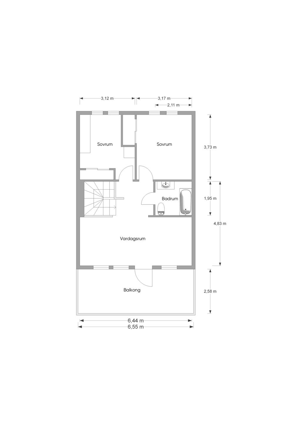 Planlösning övre plan