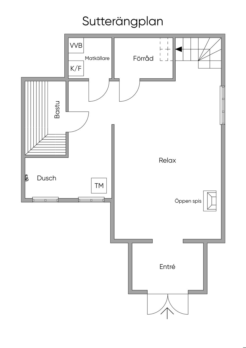 Planlösning "Gula huset" soutterängplan