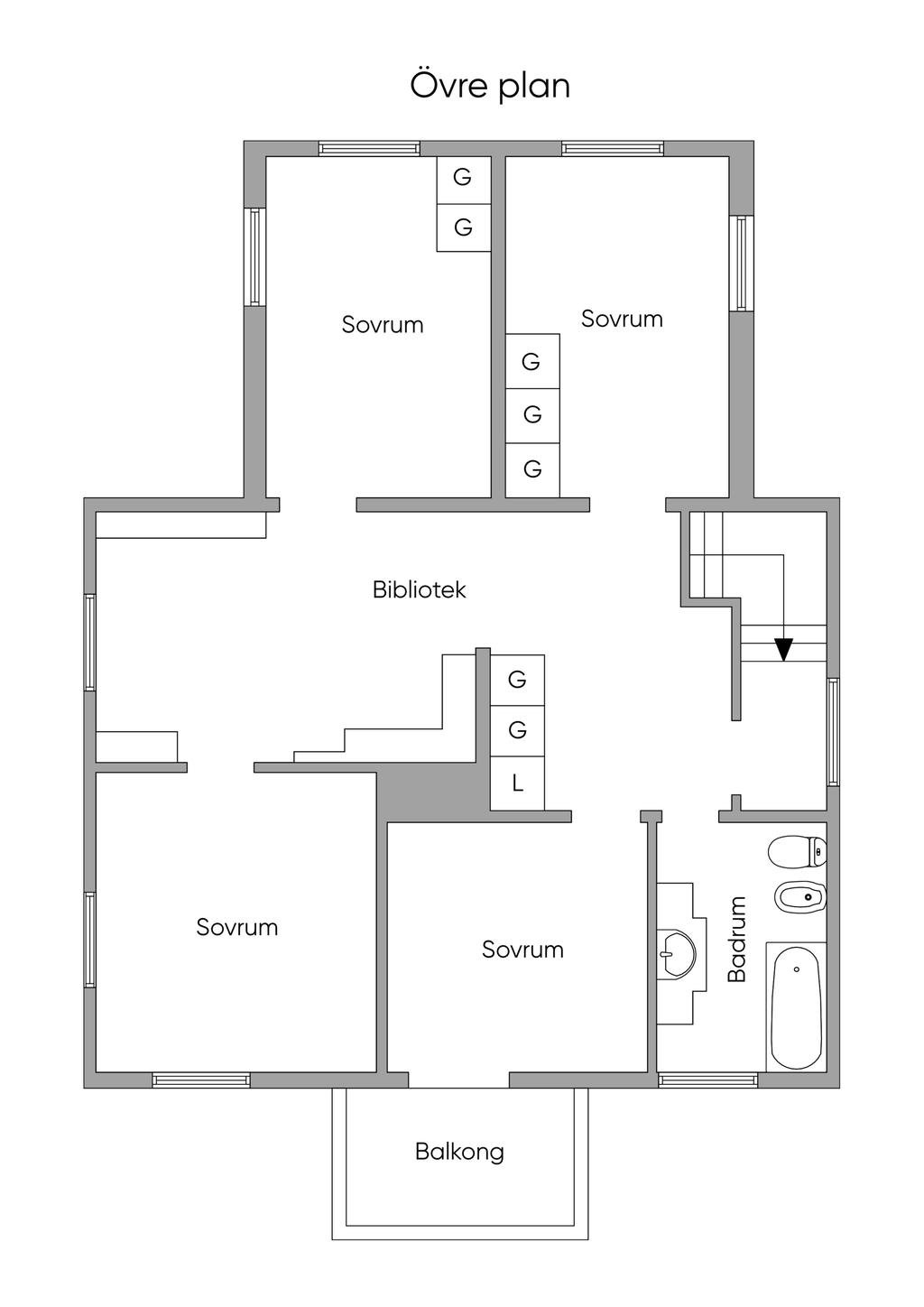 Planlösning övre plan