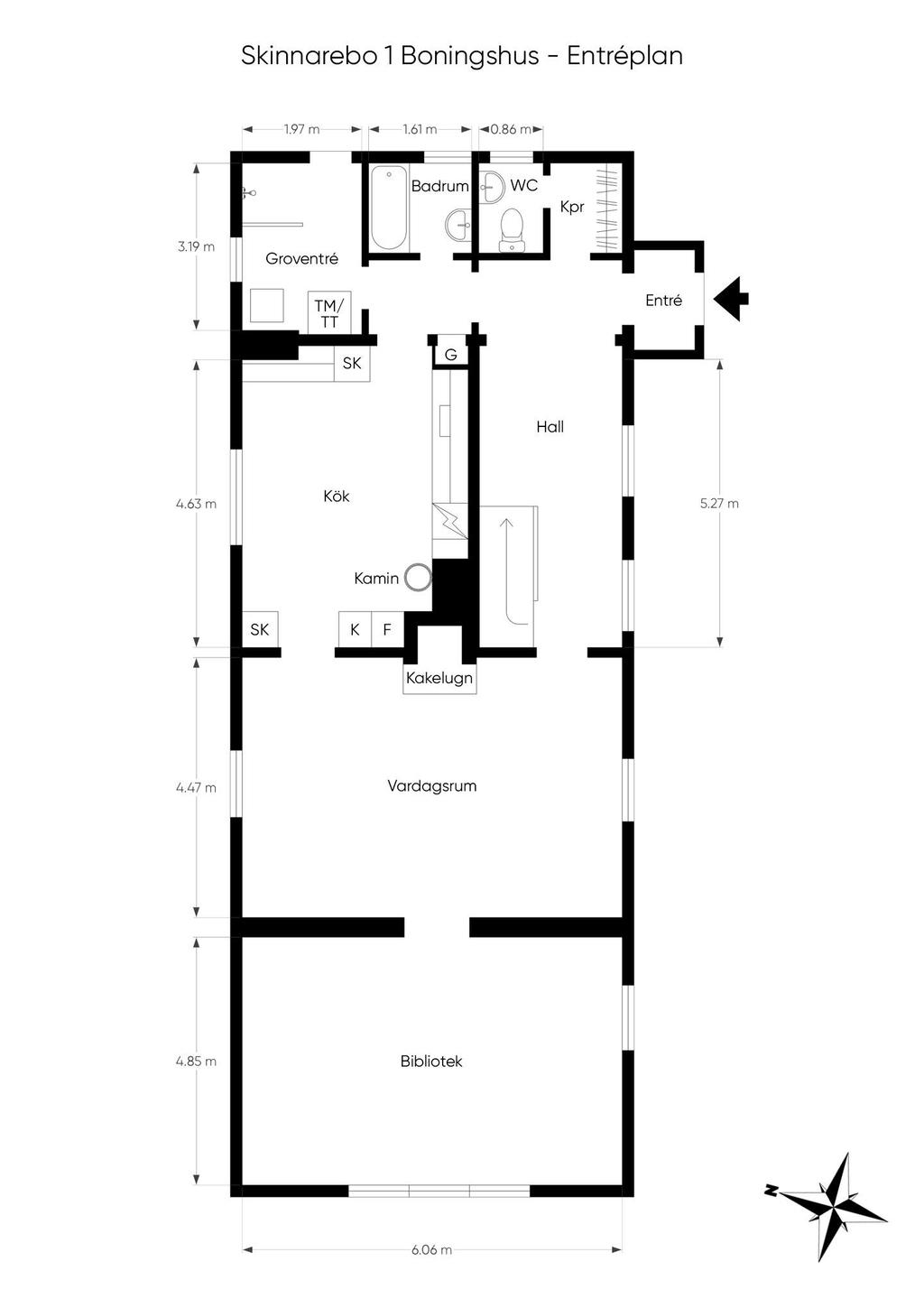 Planritning boningshus entréplan 