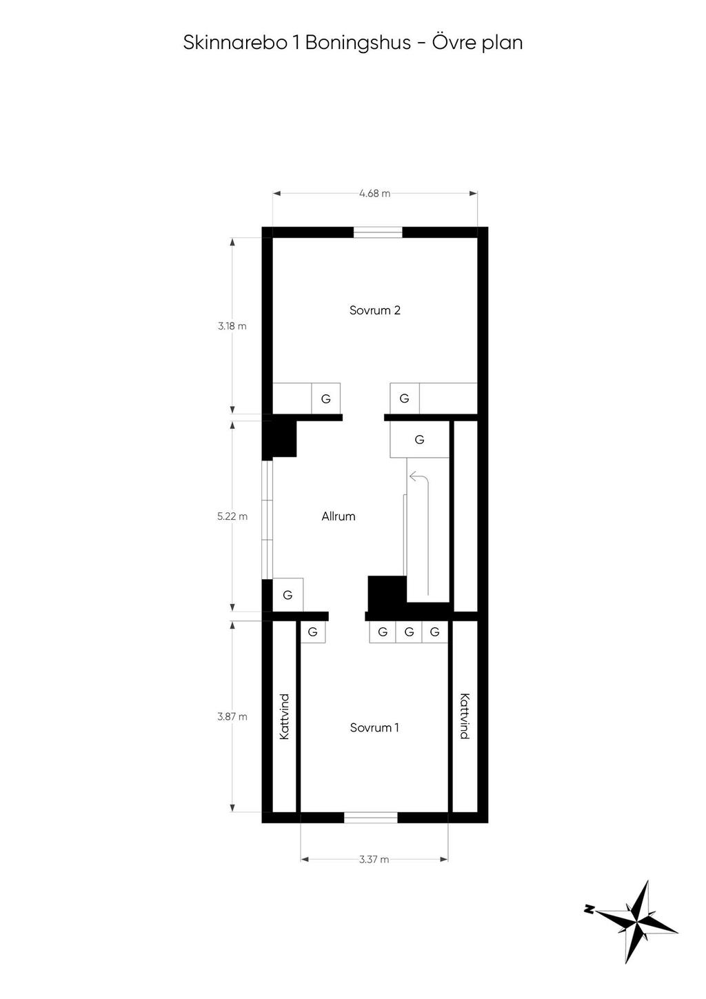 Planritning boningshus övervåning