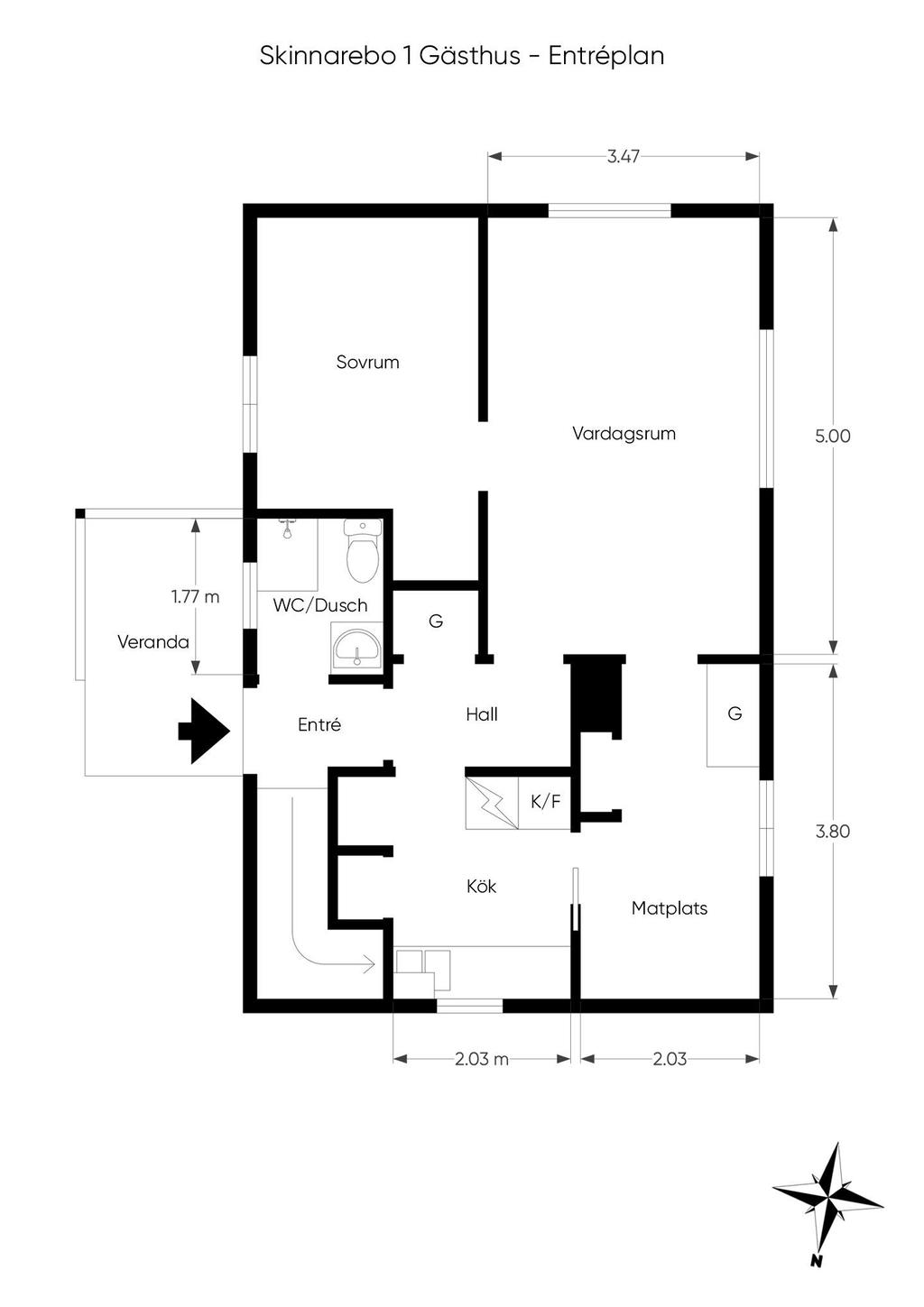 Planritning gästhus entréplan