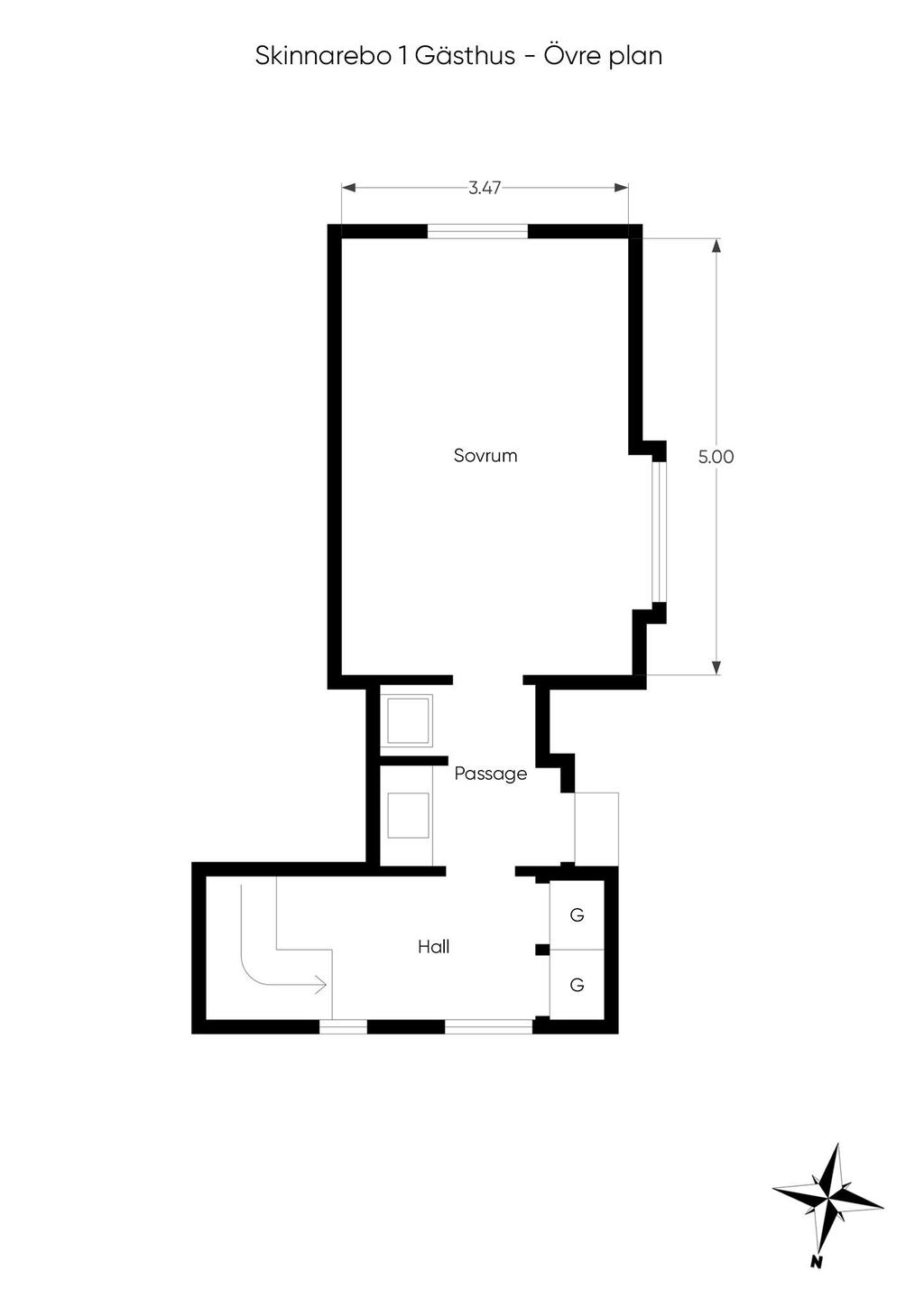 Planritning gästhus övervåning 