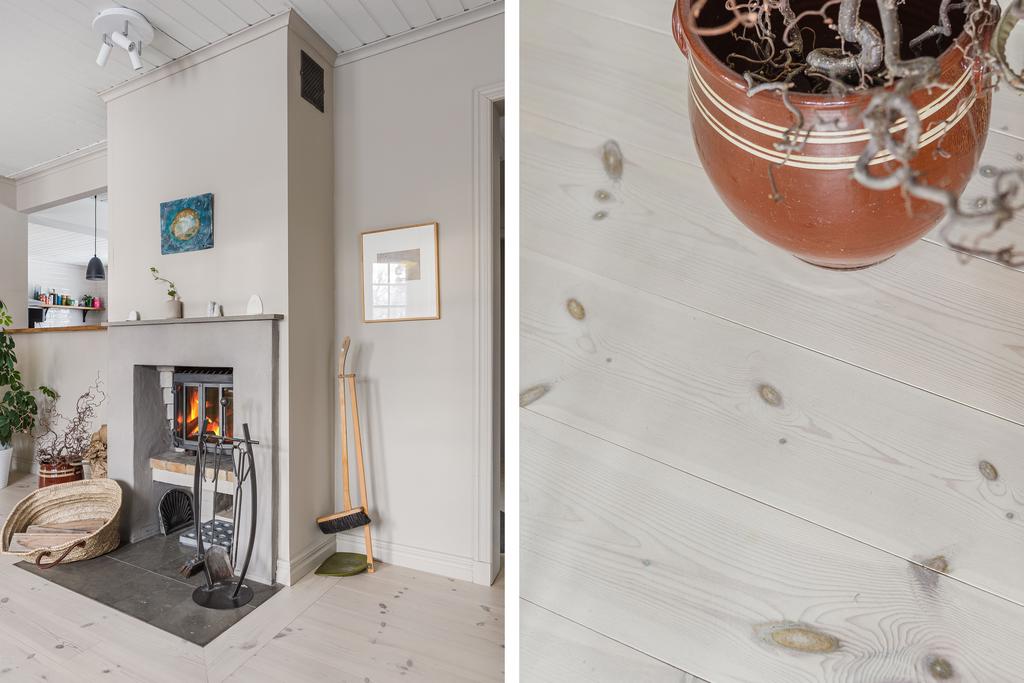 Braskamin och detaljbild