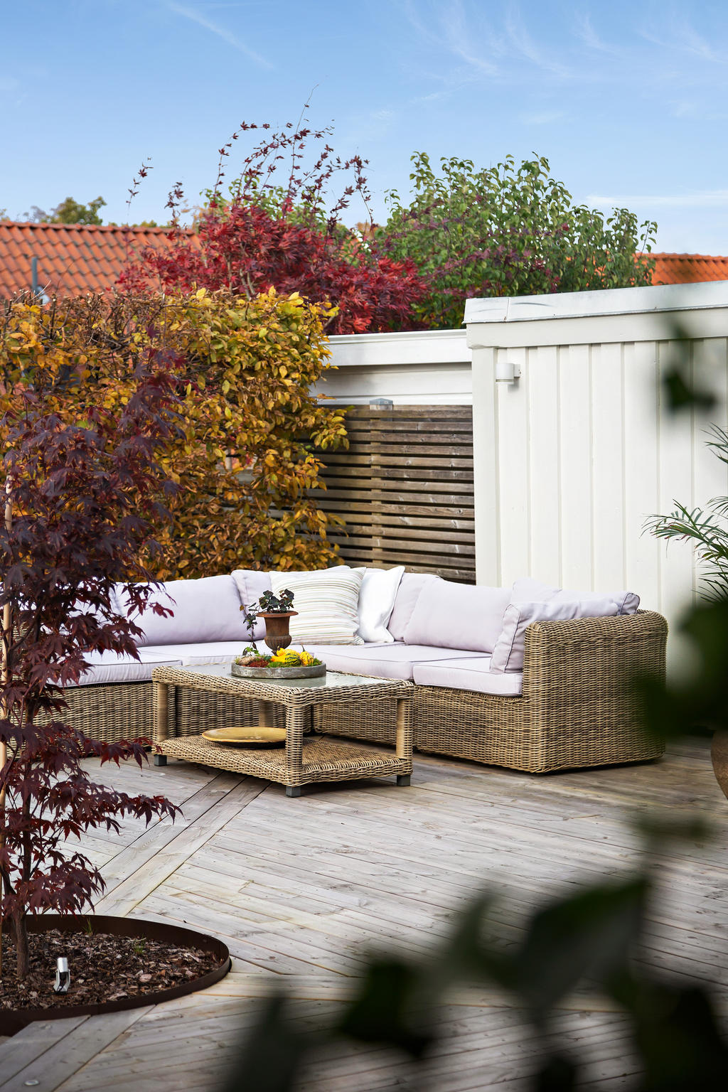 Plats för lounge soffa och utemöbler
