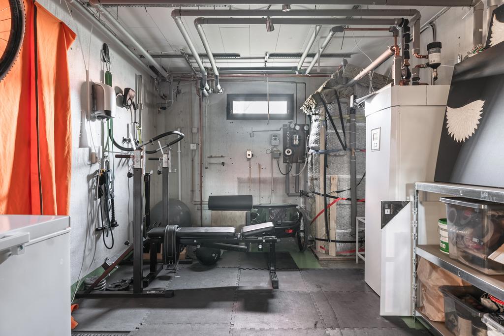 Pannrummet nyttjas även till hemmagym