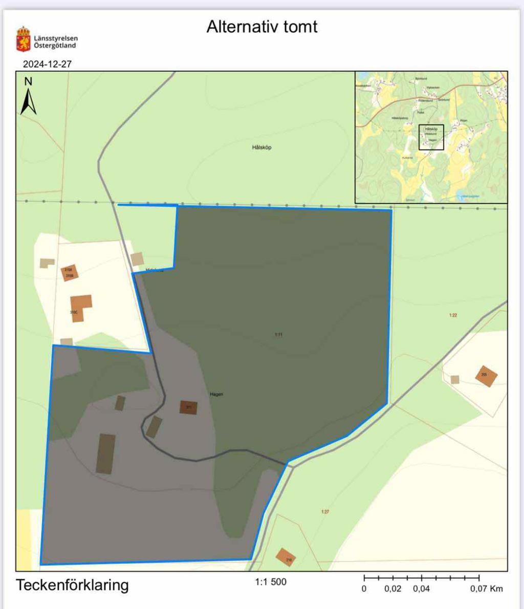 Förslag nr 2 på avstyckning. 3,4ha