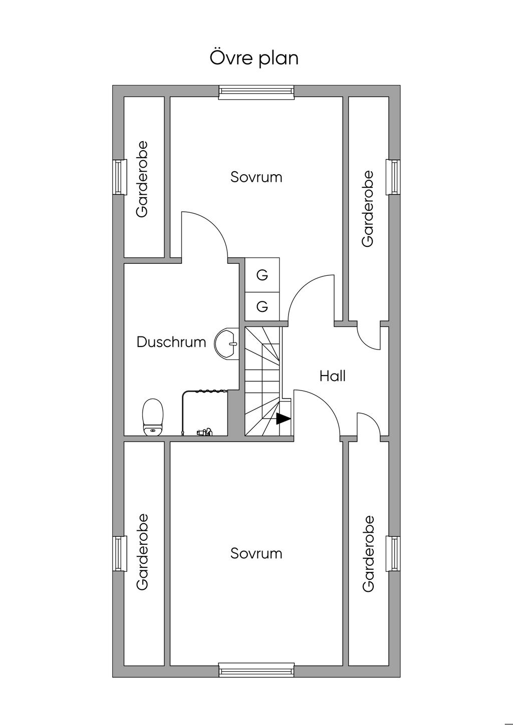 Planritning övre plan