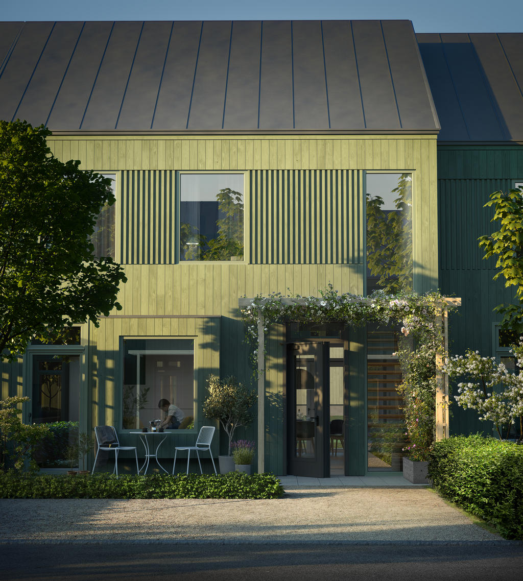 Radhuset i två plan på 119 kvm passar den som gillar det lilla extra. Stora, vackra fönster, ett stort och välkomnande vardagsrum som förlängs med den fina uteplatsen och inte minst mycket bra förvaring. Inspirationsbild, avvikelser kan förekomma.