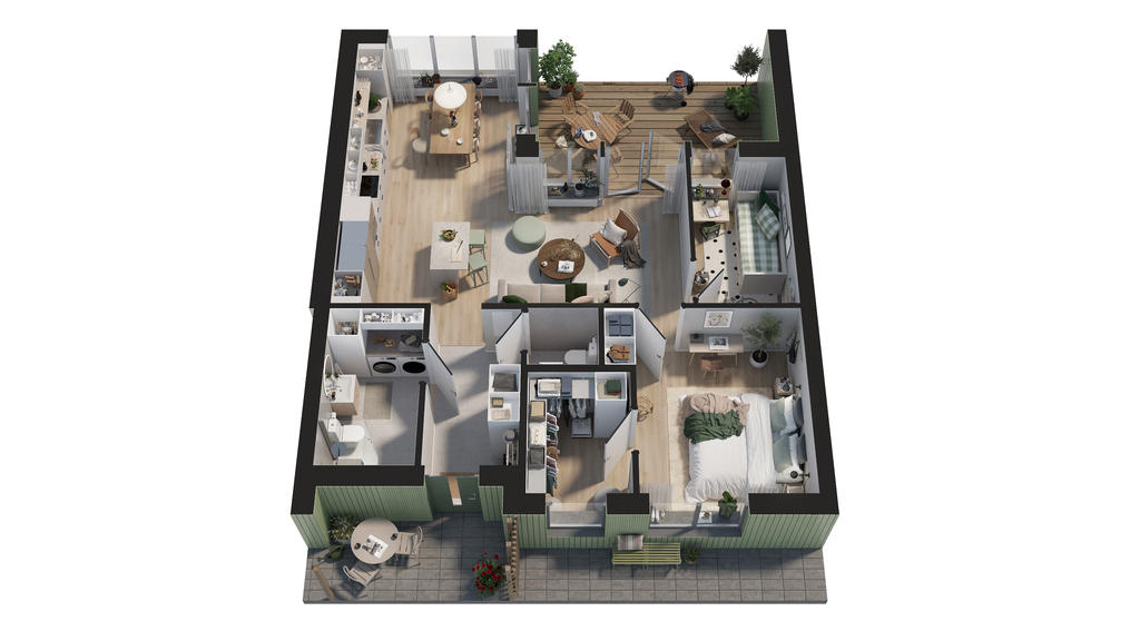 3d planritning på 80 kvm huset