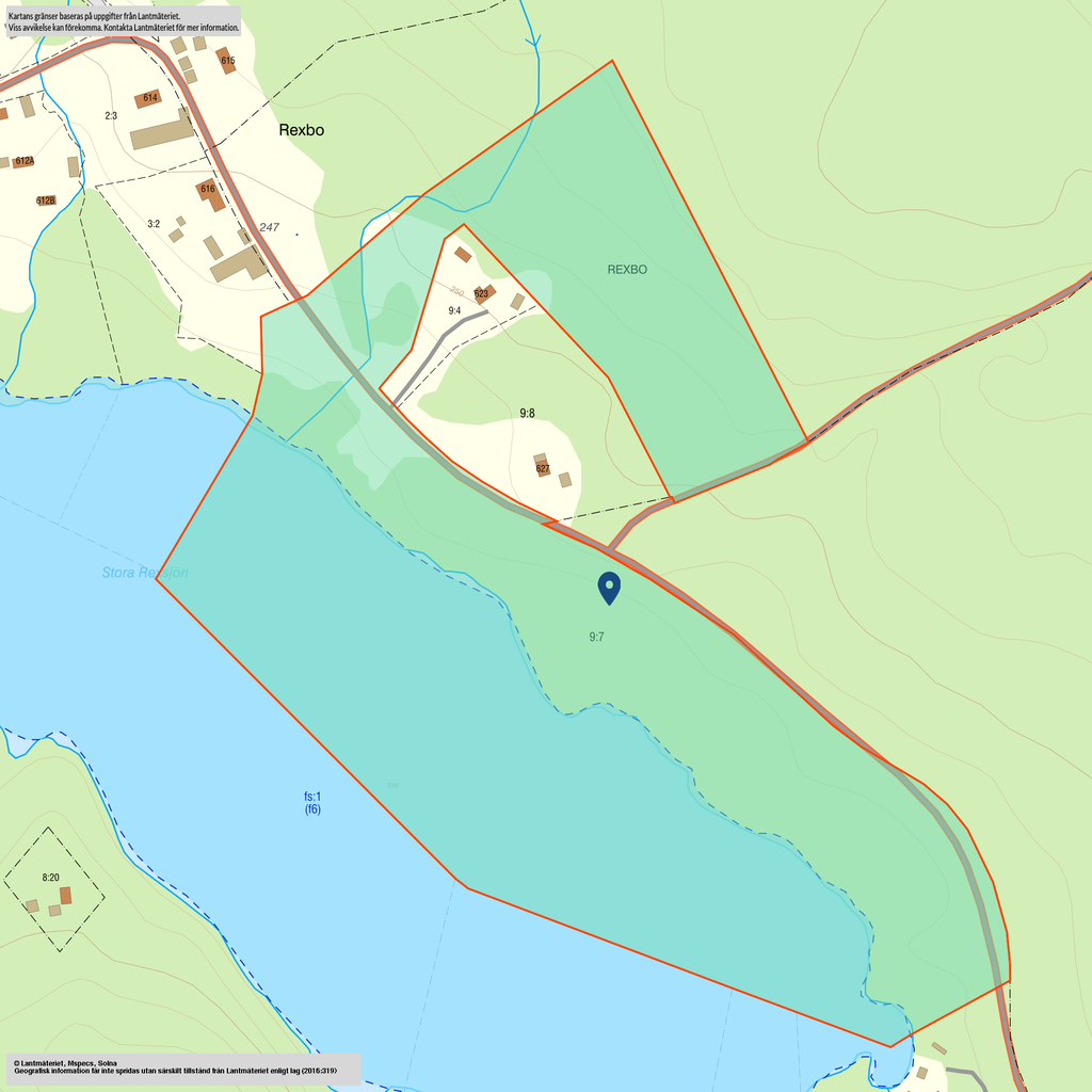 Tomtkarta Leksand Rexbo 9:7 (skogen)