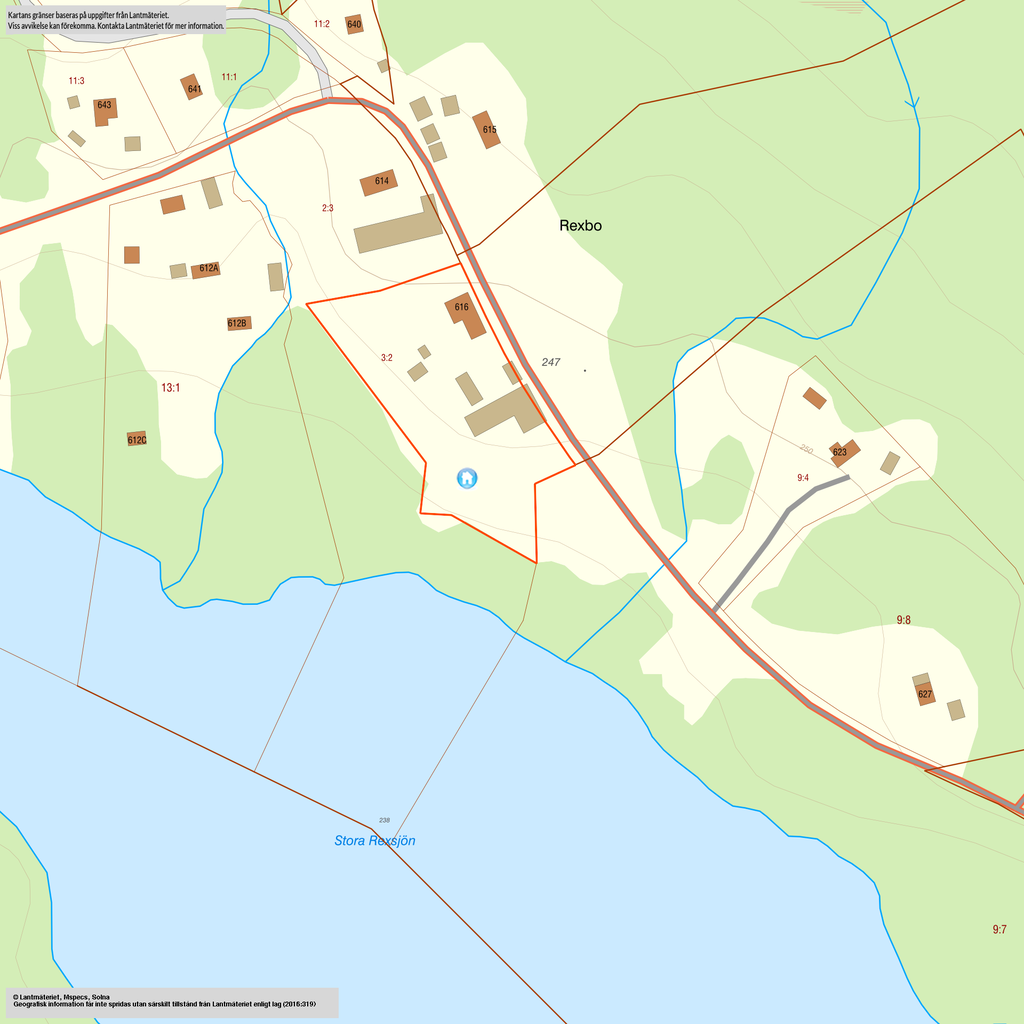 Tomtkarta Leksand Rexbo 3:2 (gården)