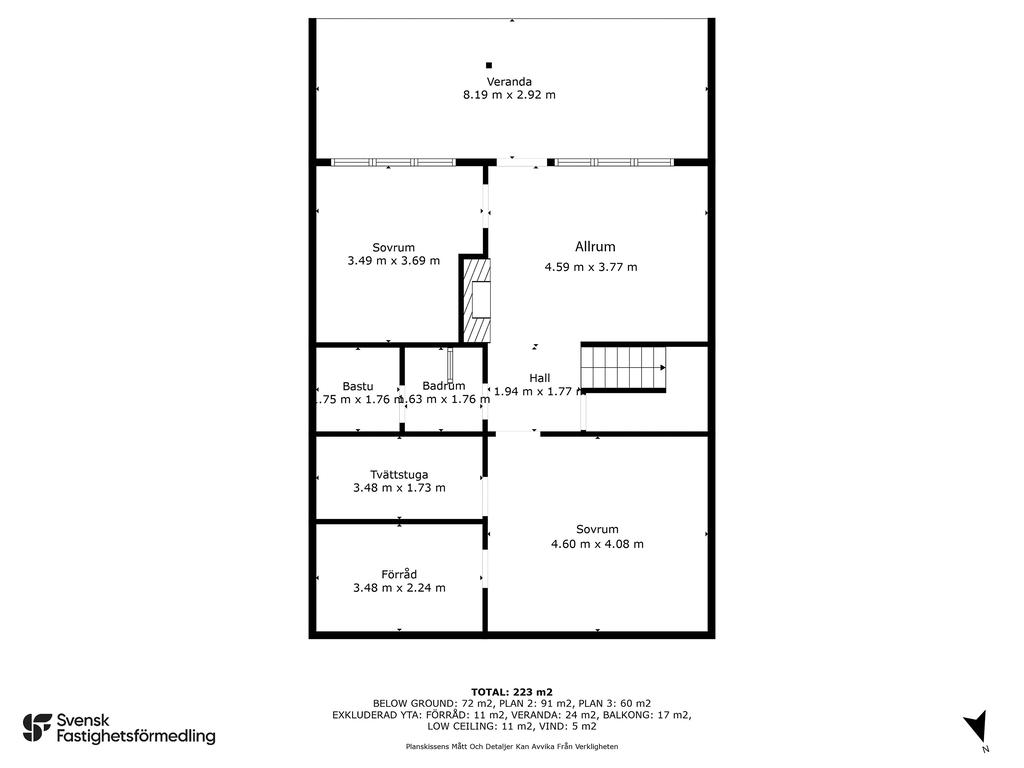 Planritning sutterrängvåning