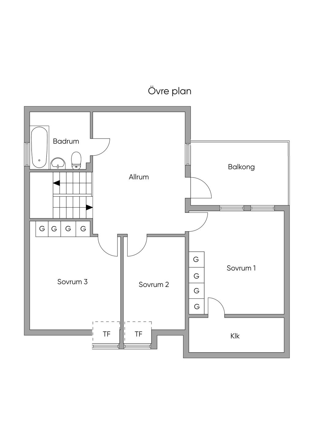 Planlösning, övre plan