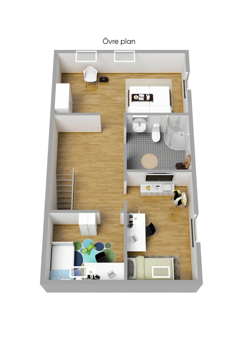 Planritning, övre plan 3D