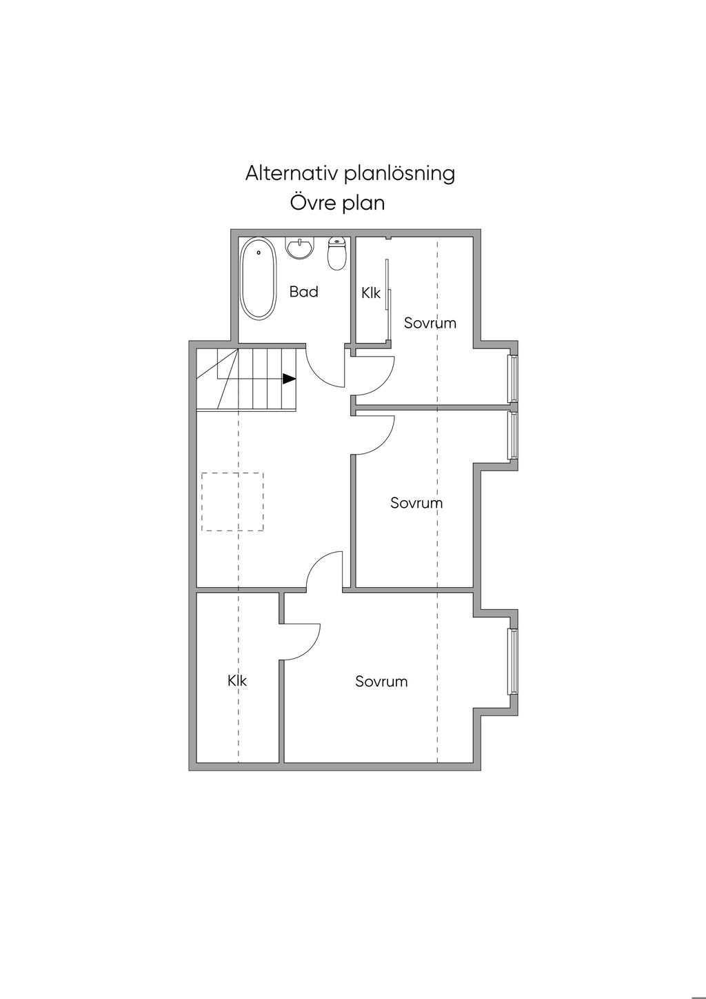 Övre plan, alternativ planritning