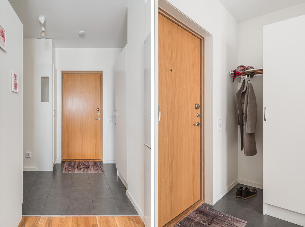 Entréhall med klinkergolv