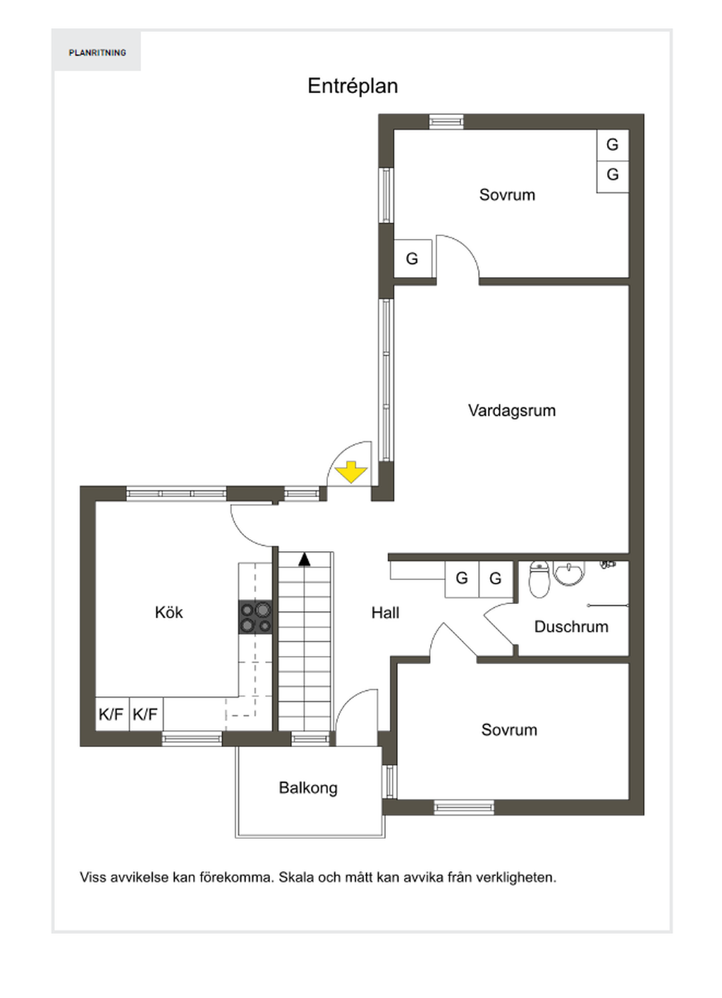 Planlösning. Ej skalenlig. Avvikelser kan förekomma. 
