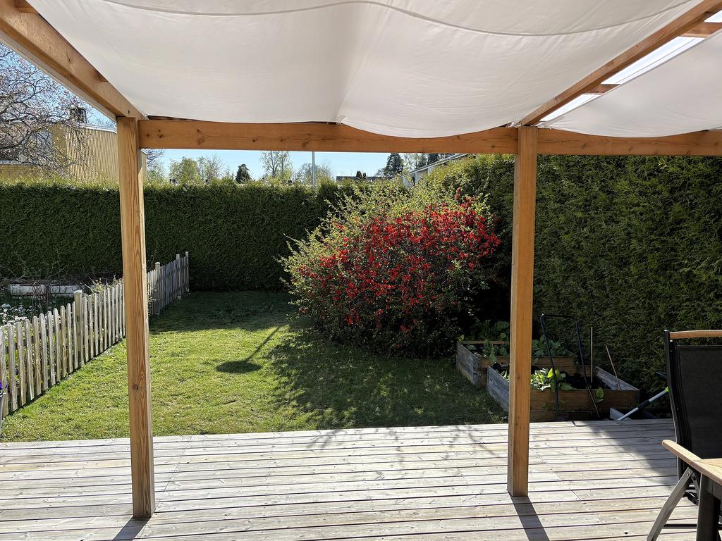 Skyddad uteplats och trädgårdstäppa