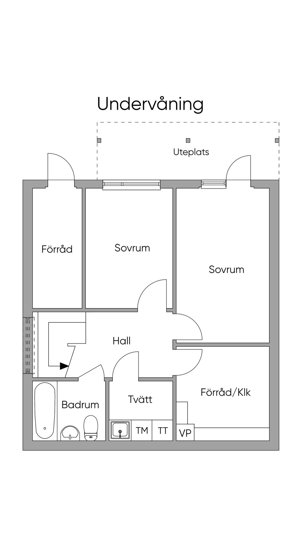 Planritning undervåning (souterrängplan)