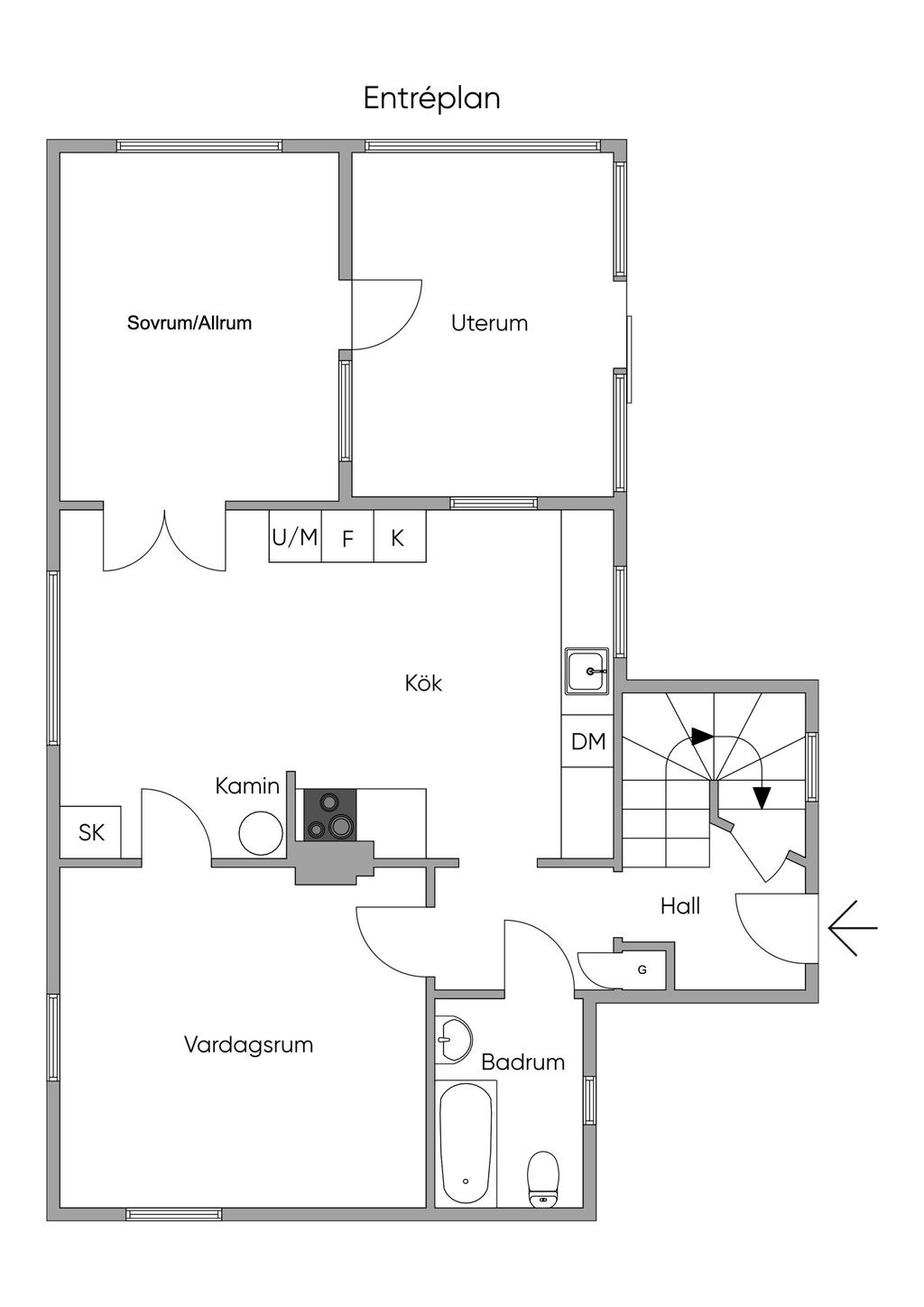 Planlösning, entréplan