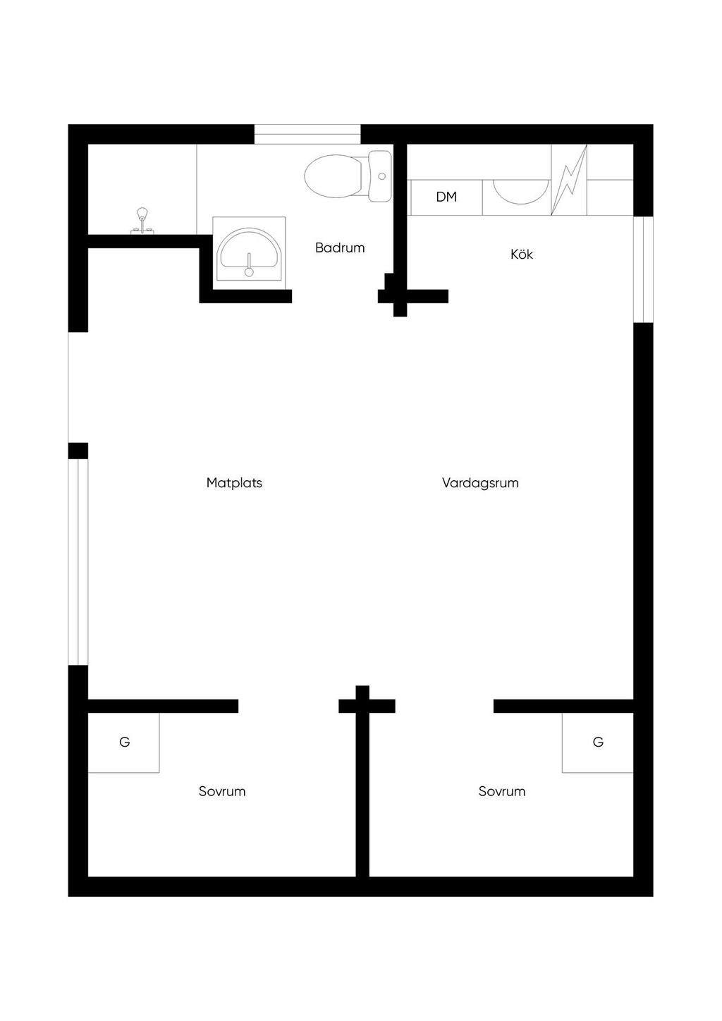 Planlösning stugorna 
(Obs en del är spegelvända)