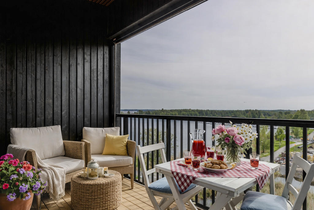 Bilden innehåller AI-genererad möblering 