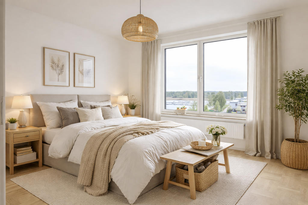 Bilden innehåller AI-genererad möblering 