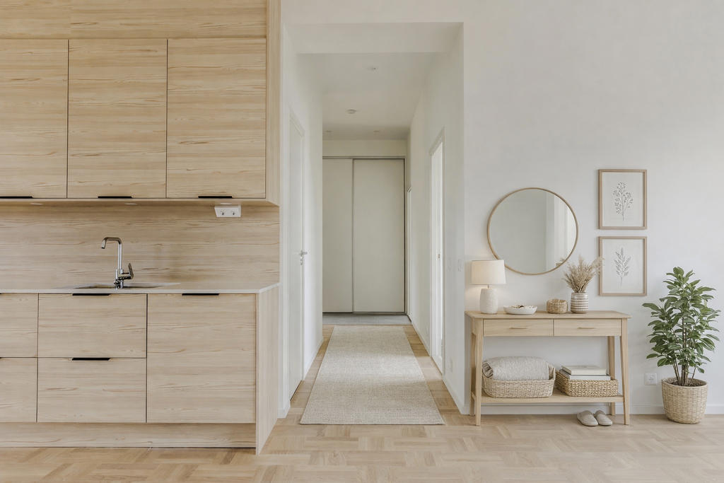 Bilden innehåller AI-genererad möblering 