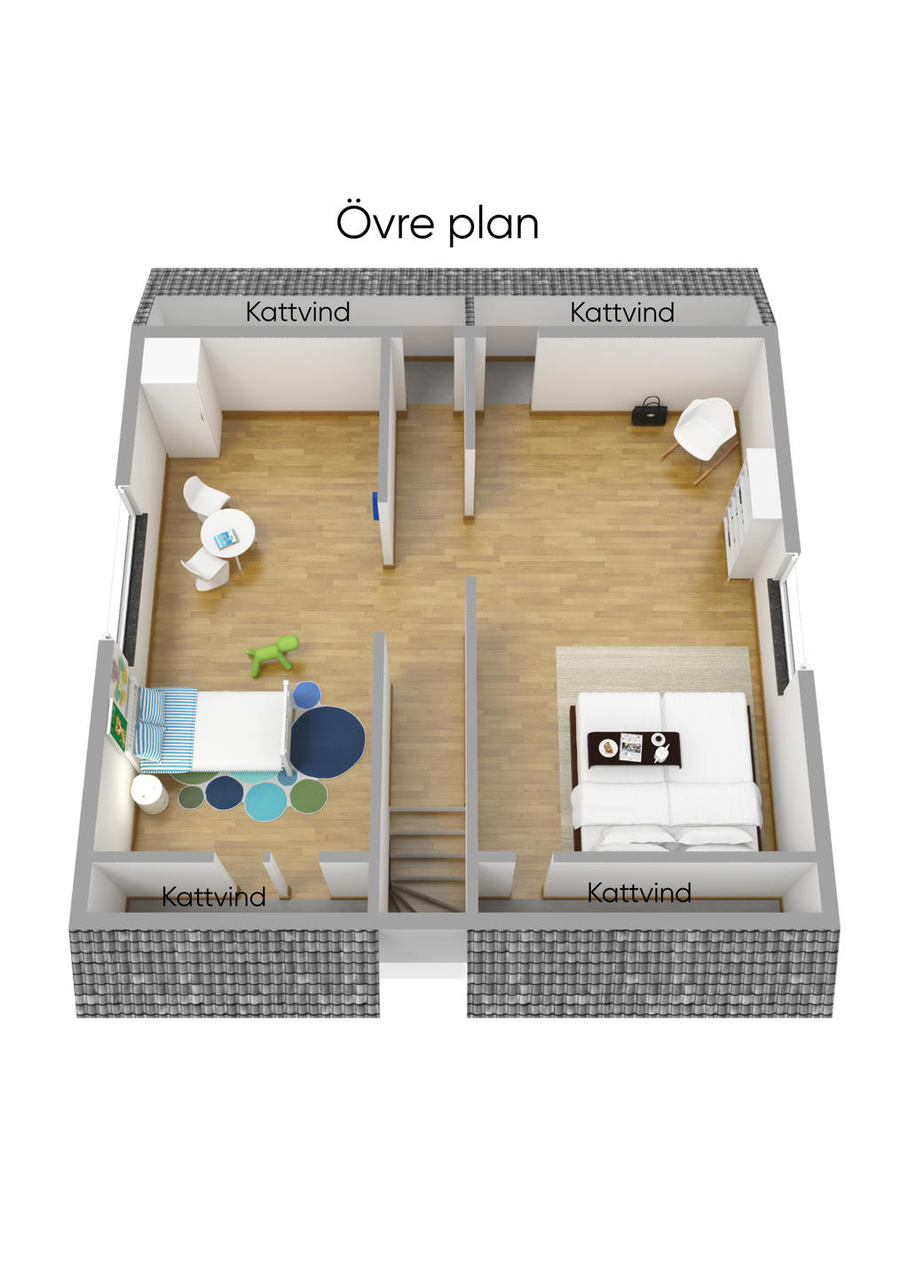 Planlösning övre plan 3D