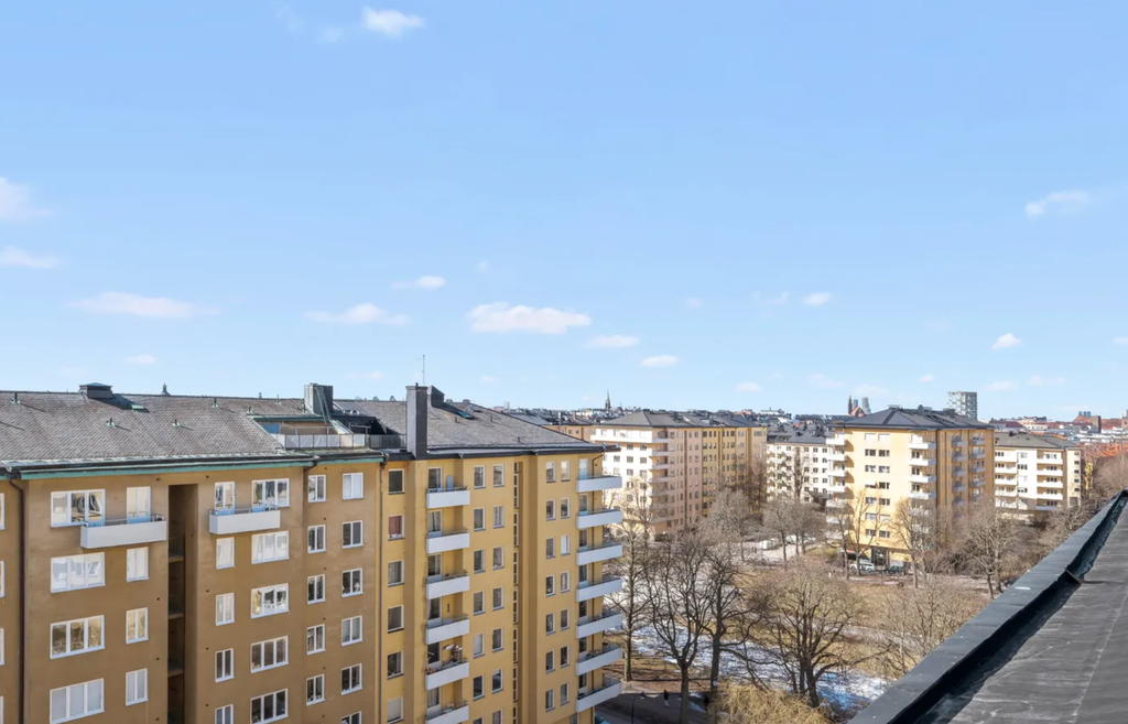 Utsikt från föreningens gemensamma takterrass