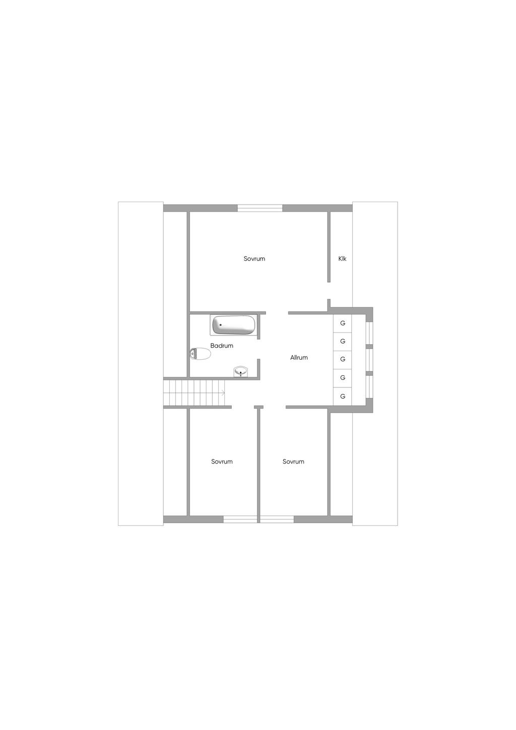 Planlösning övre plan.