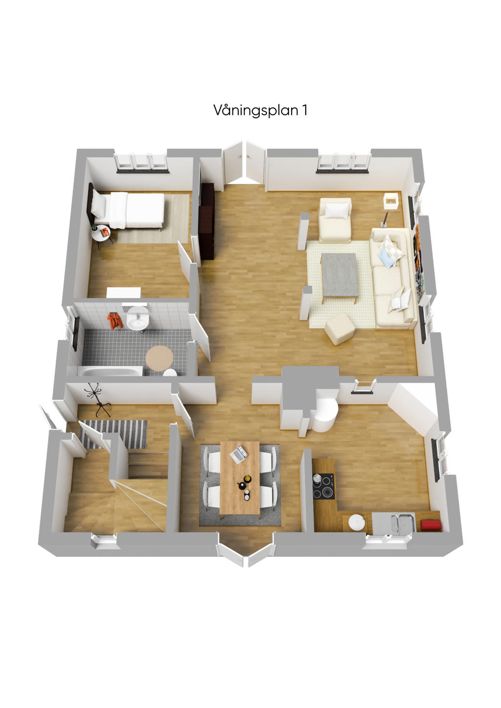 Planlösning. entréplan 3D