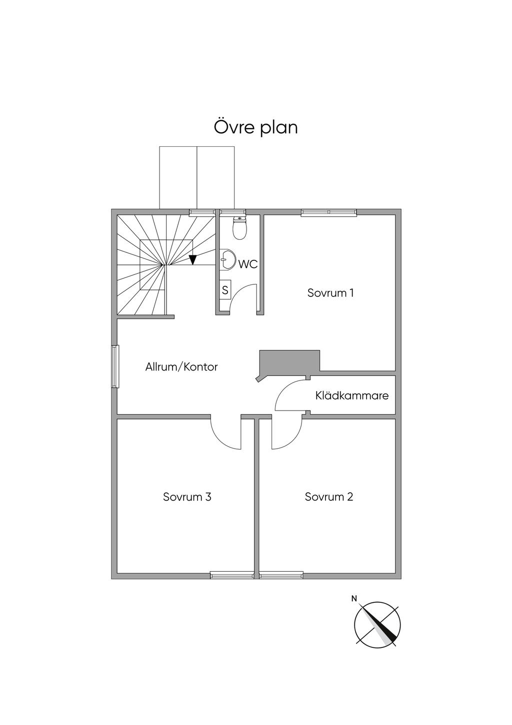 Planlösning ovanvåning