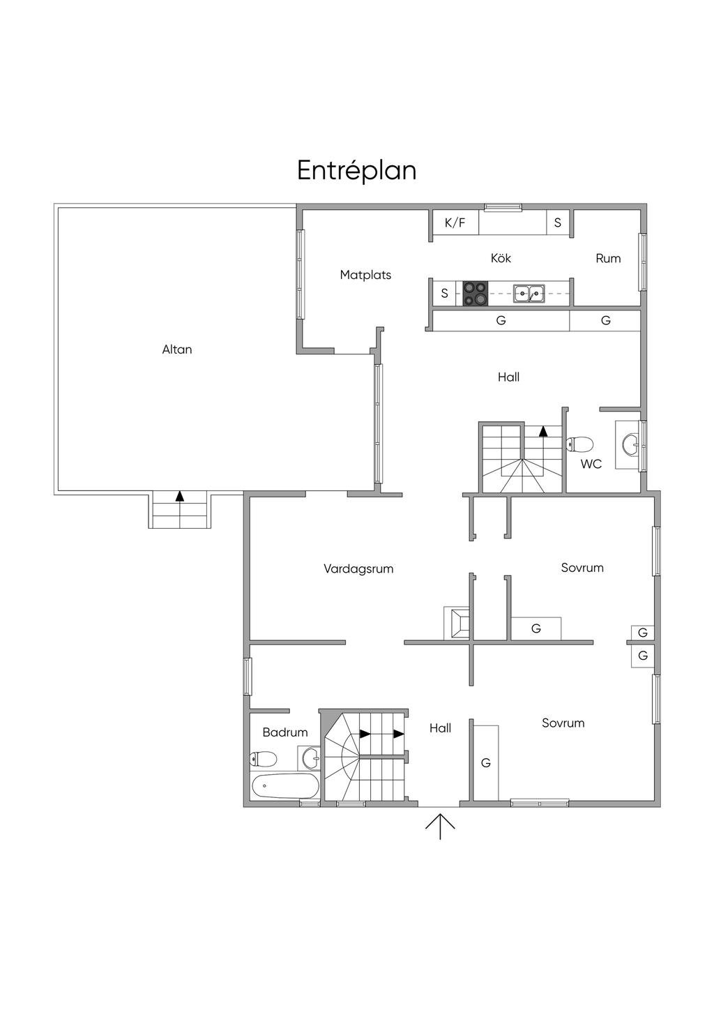 (Gamla) planlösningen entréplan