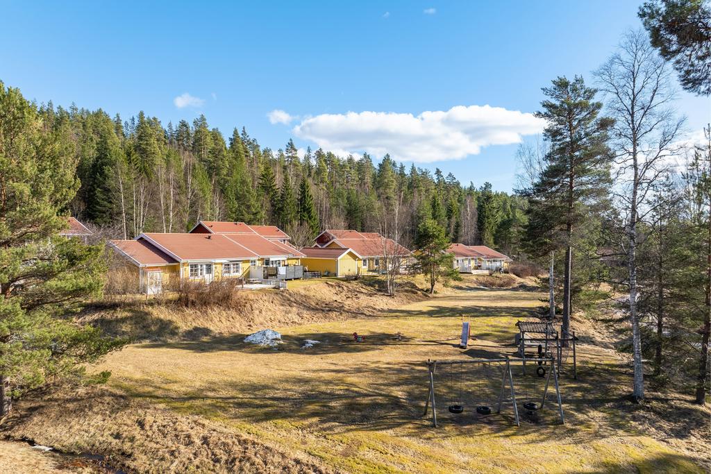 Grönområdet och lekparken bakom huset