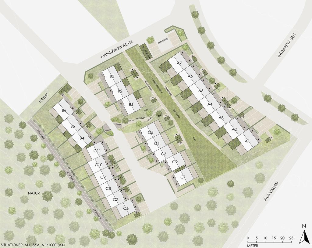 Situationsplan Södra Lyckan. Illustrationsbild, avvikelser kan förekomma.