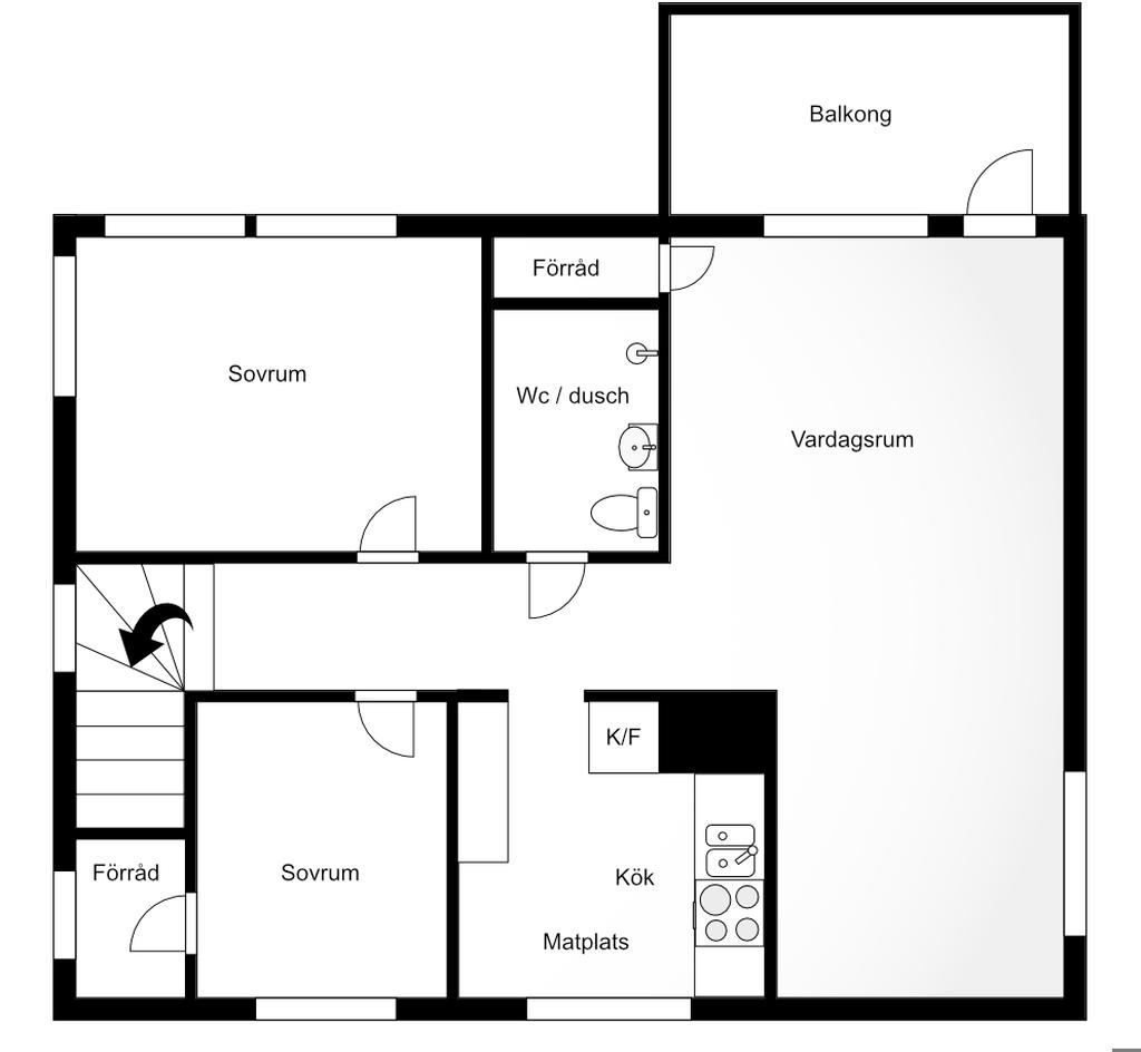 Planlösning. Åsgatan 4 - övre plan.