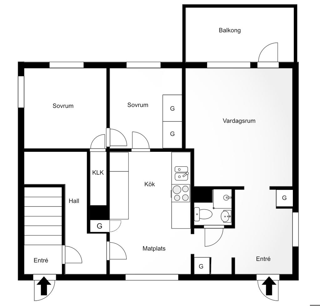 Planlösning. Åsgatan 4 - Nedre plan.